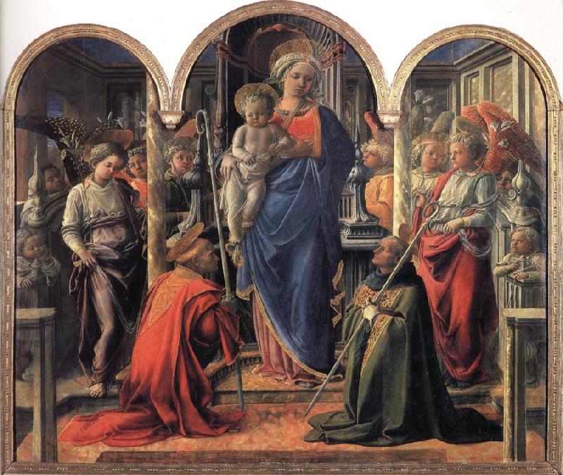 Fra Filippo Lippi Madonna and Child with Angels,St Frediano and St Augustine Norge oil painting art
